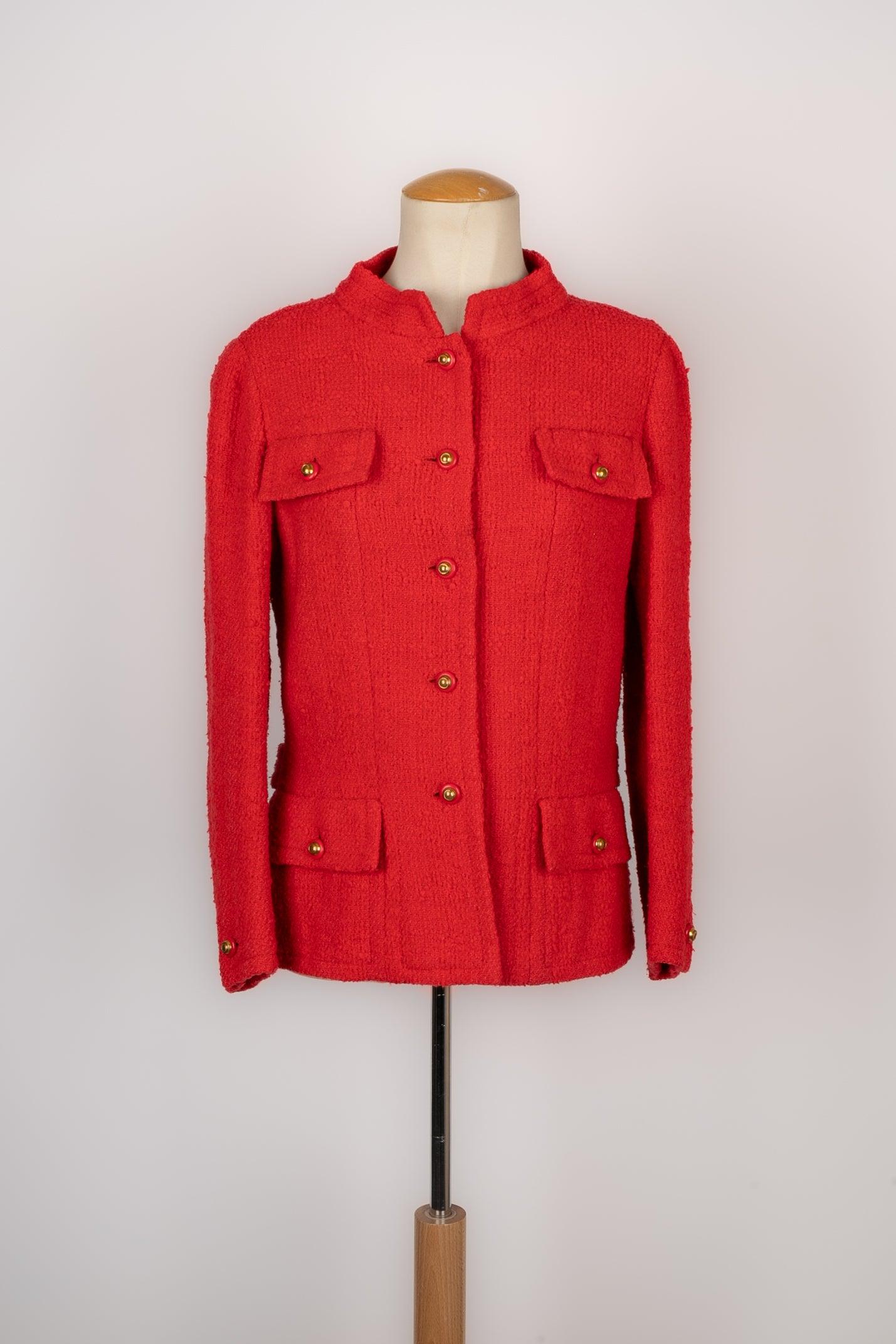 Chanel Tweed Suit with Red Silk Lining Haute Couture 1