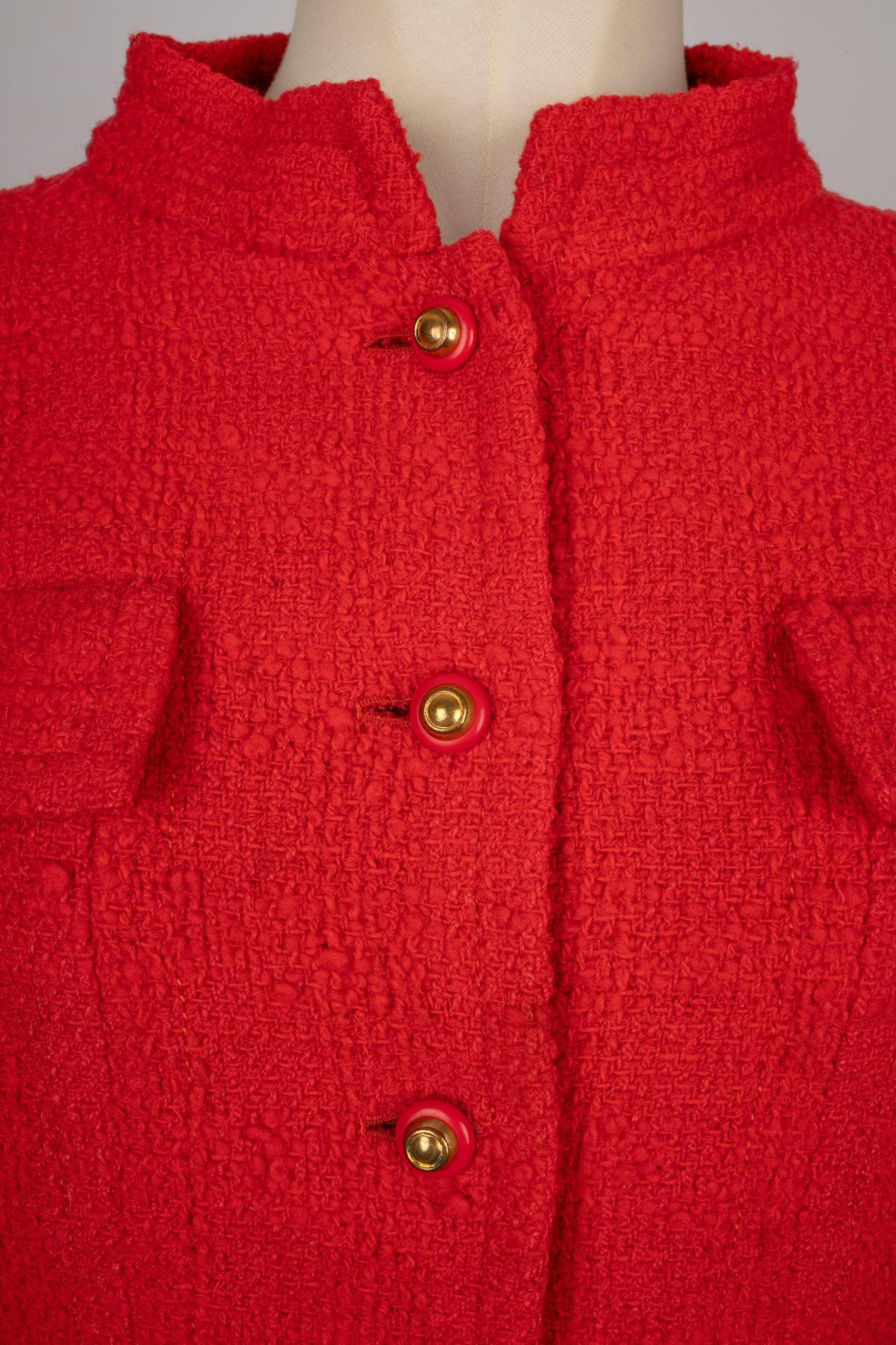 Chanel Tweed Suit with Red Silk Lining Haute Couture 5