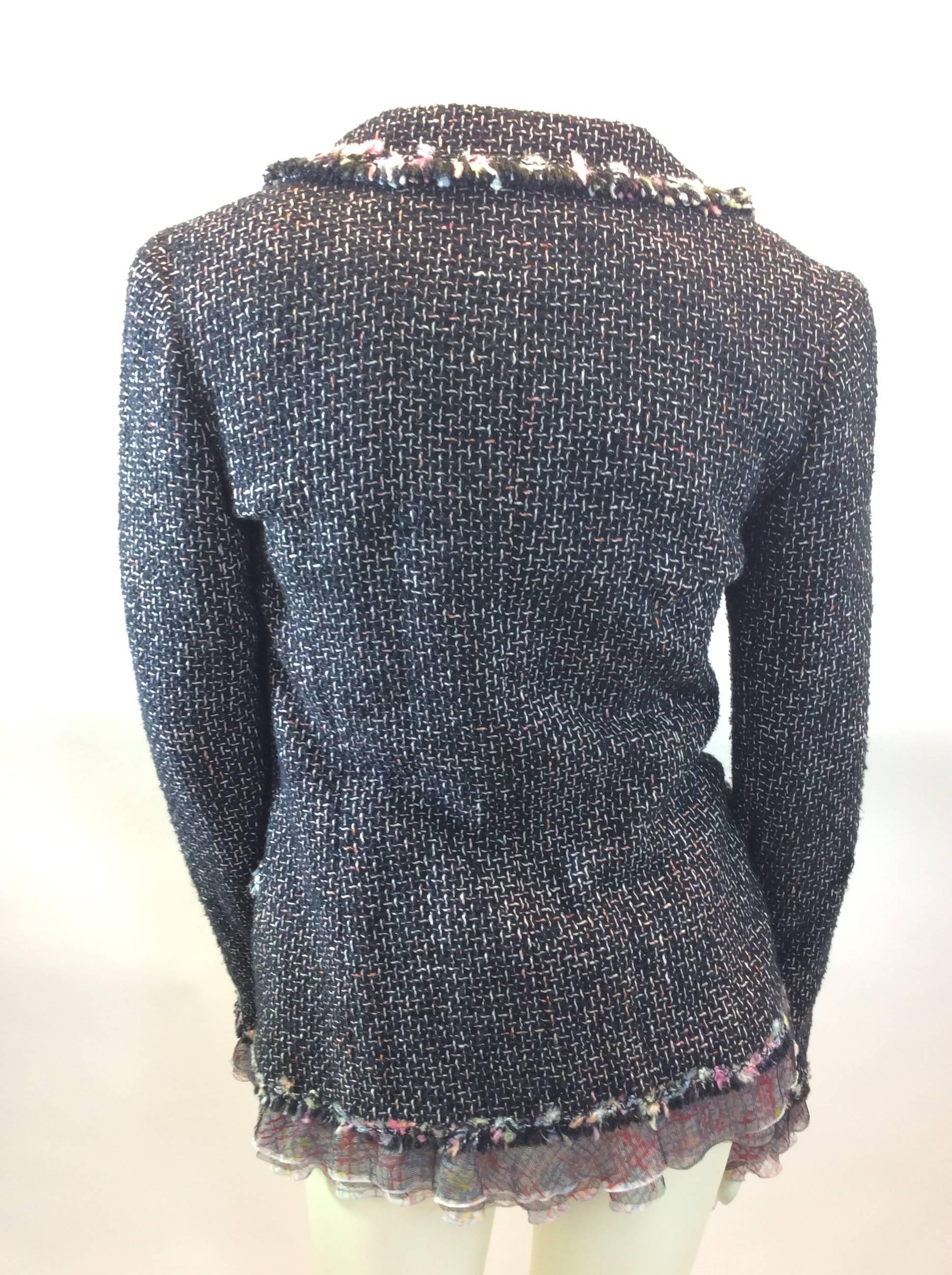 Black Chanel Tweed Two Piece Jacket and Blouse