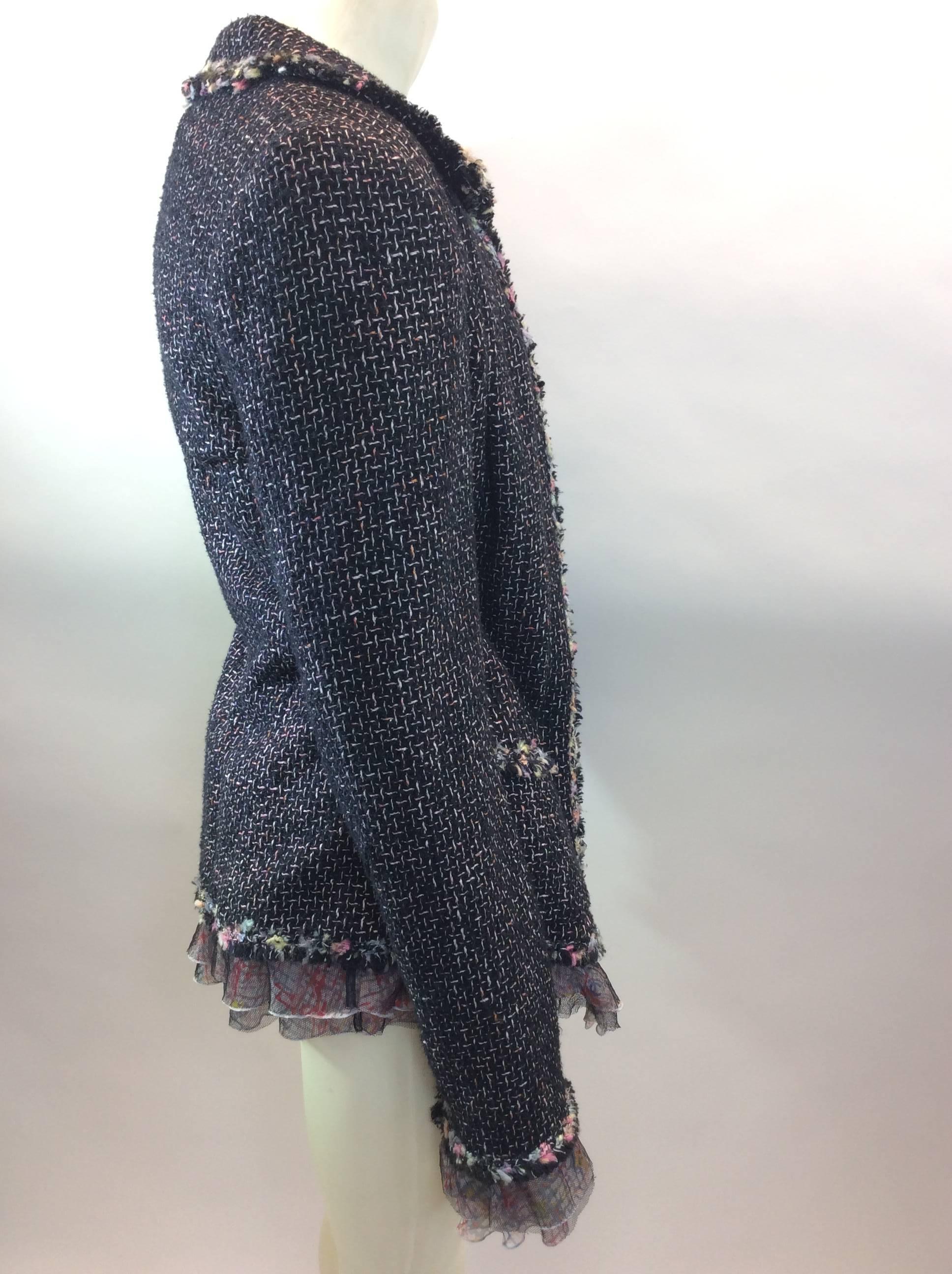 Chanel Tweed Two Piece Jacket and Blouse In Excellent Condition In Narberth, PA