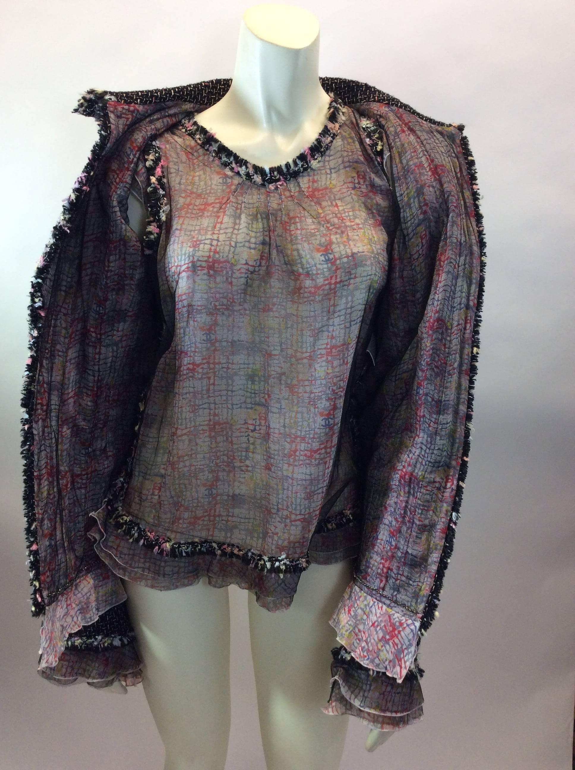 Chanel Tweed Two Piece Jacket and Blouse 2