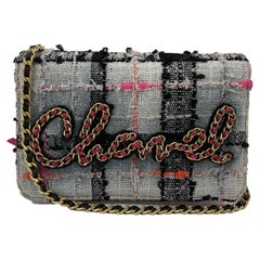 Vintage Chanel Flap Hand Bag Leather Graffiti Coco Mademoiselle