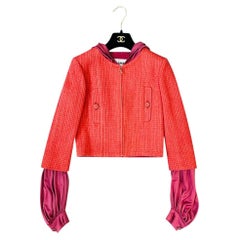  Chanel Tweed Wool & Silk Blend Hooded Jacket