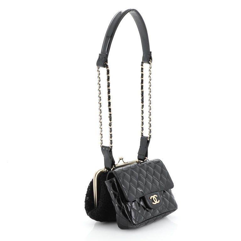 Chanel Twin Chain Shoulder Bag Quilted Patent and Lace at 1stDibs chanel twin bag
