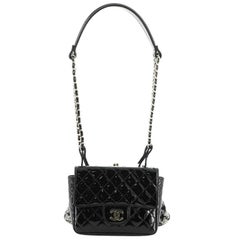 Chanel Twin Chain Shoulder Bag Quilted Patent and Tweed Small