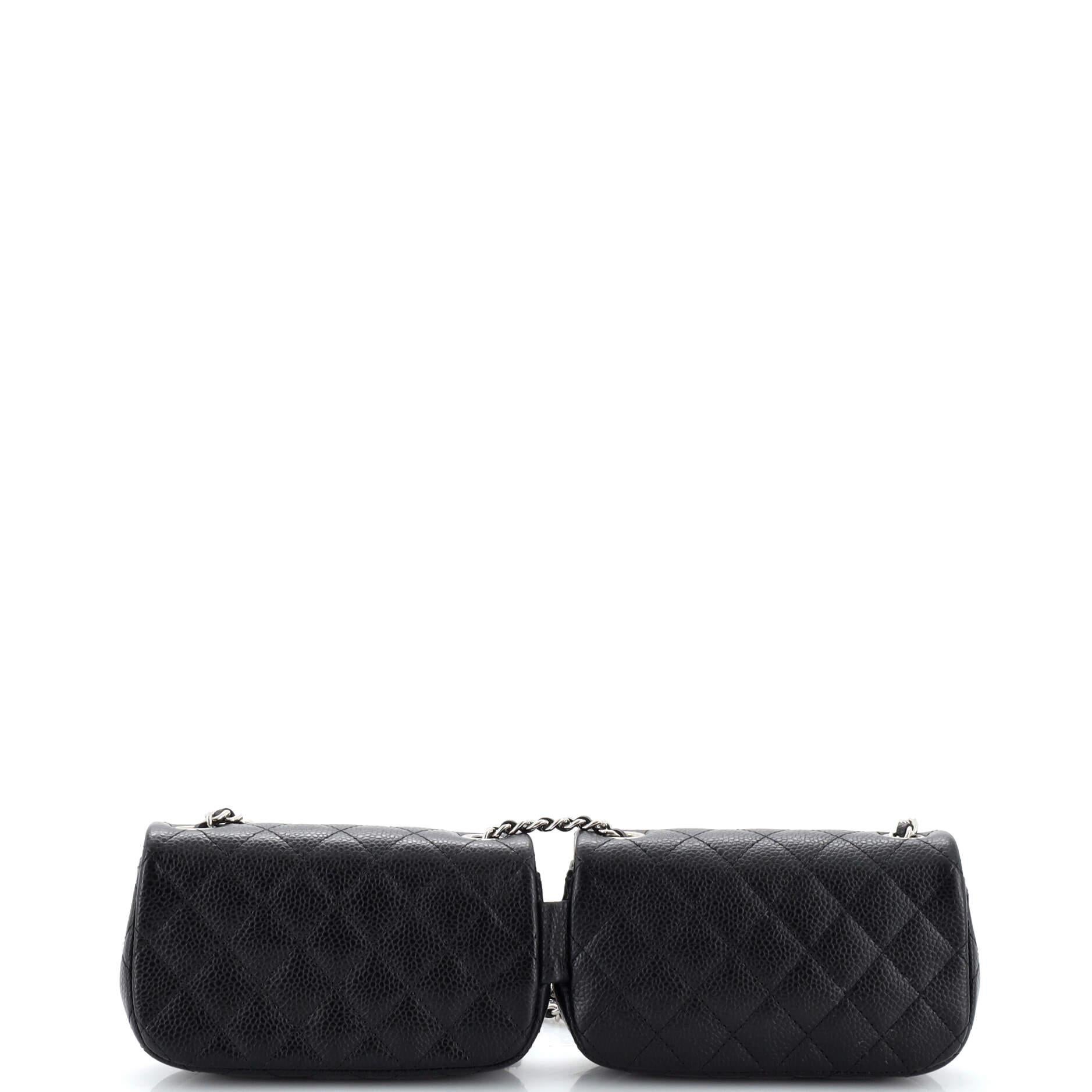 Women's or Men's Chanel Twin Classic Flap Bag Quilted Caviar Mini