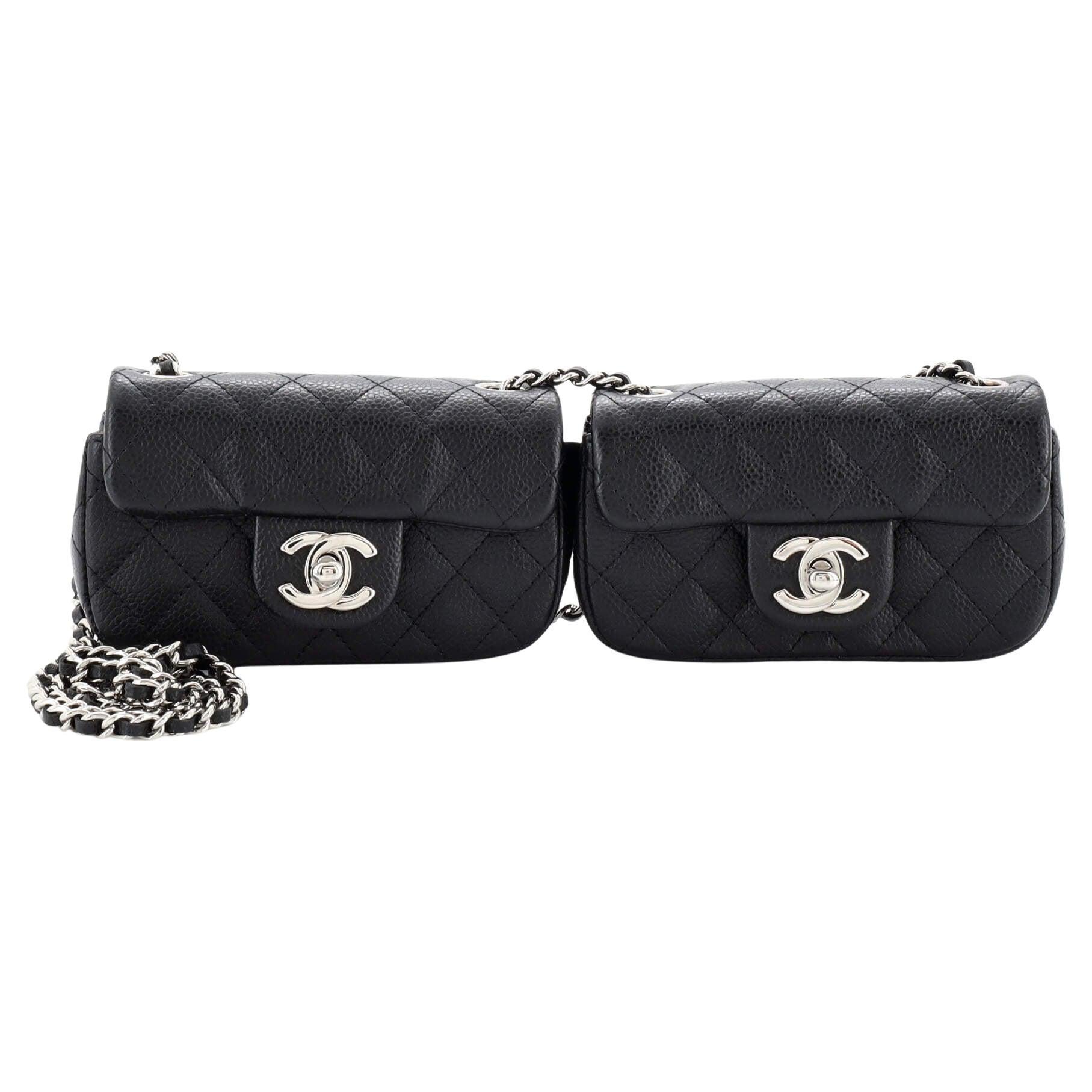 Chanel Twin Classic Flap Bag Quilted Caviar Mini