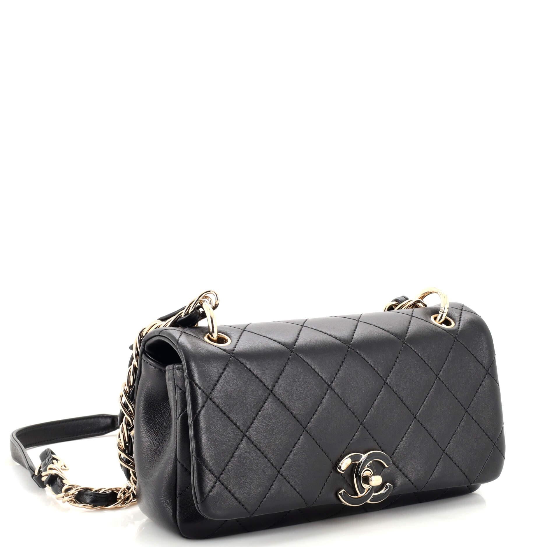 Chanel Twist Chain Enamel CC Flap Bag Quilted Lambskin Large In Good Condition In NY, NY