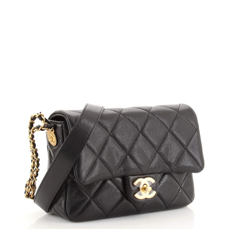 CHANEL Caviar Quilted Mini Twist Your Buttons Flap Black 1048838