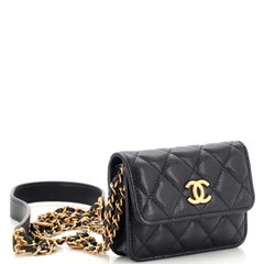 Chanel Twist Your Buttons Flap Coin Purse with Chain Quilted Shiny Caviar