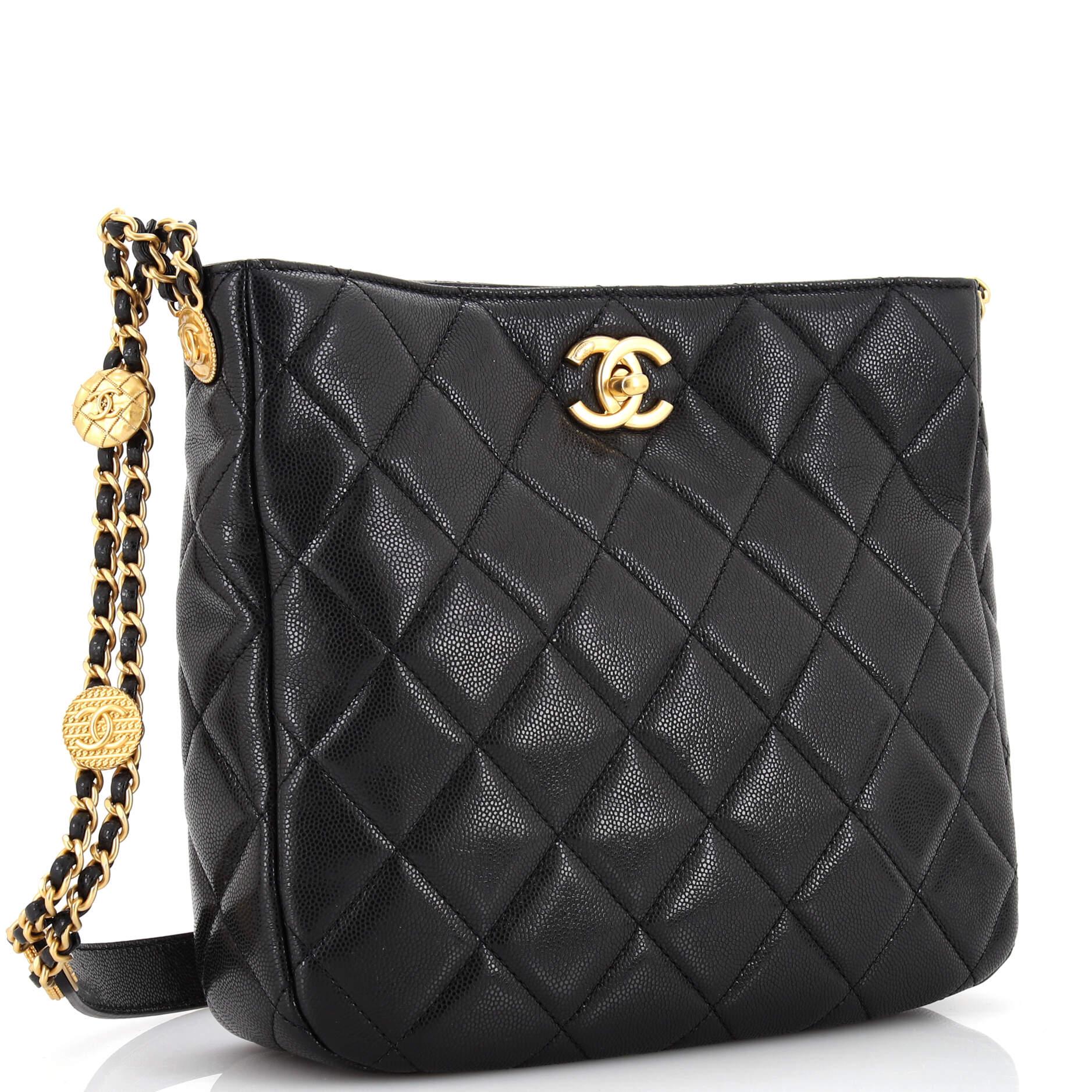 Chanel Twist Your Buttons Hobo Quilted Caviar Small In Good Condition In NY, NY