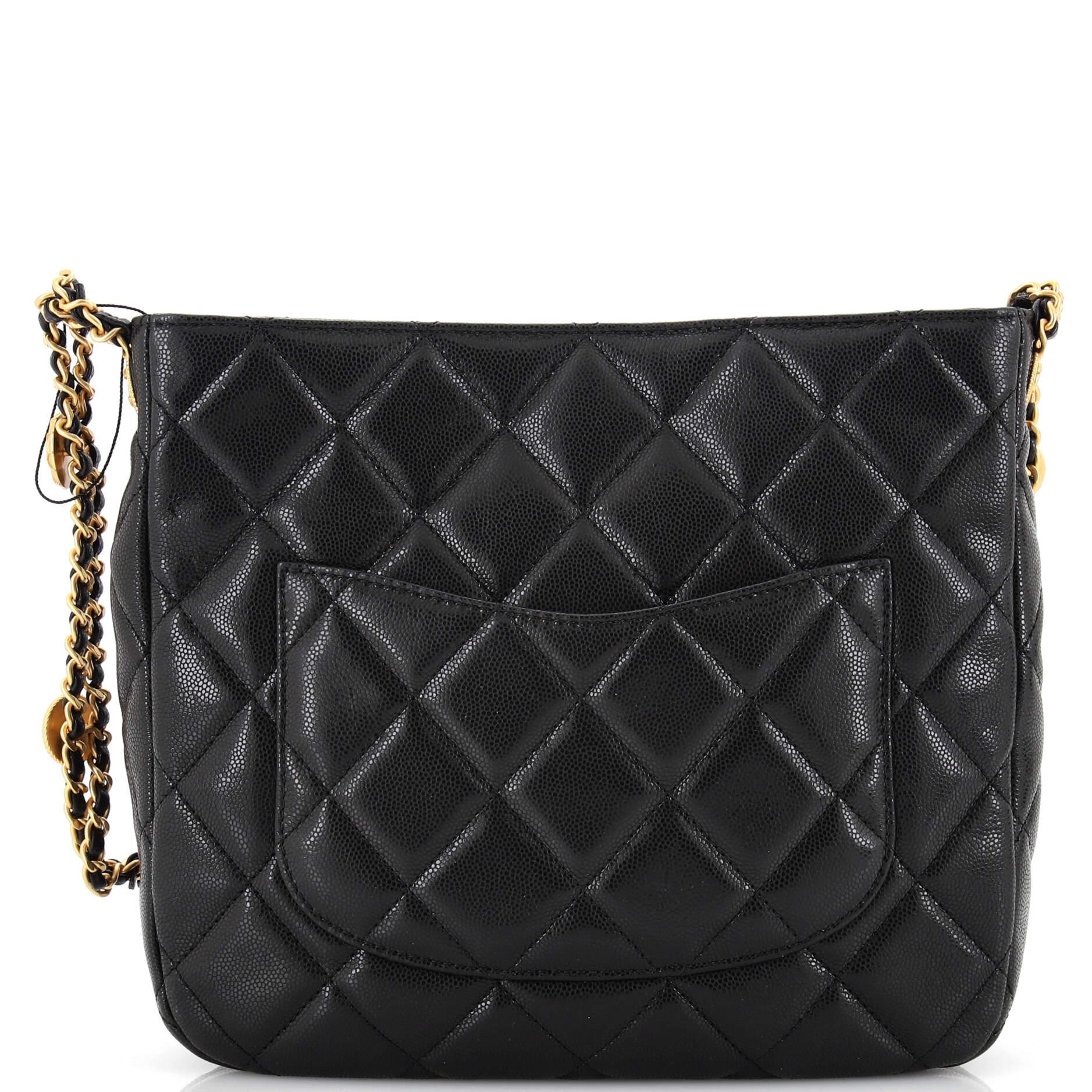 Women's or Men's Chanel Twist Your Buttons Hobo Quilted Caviar Small