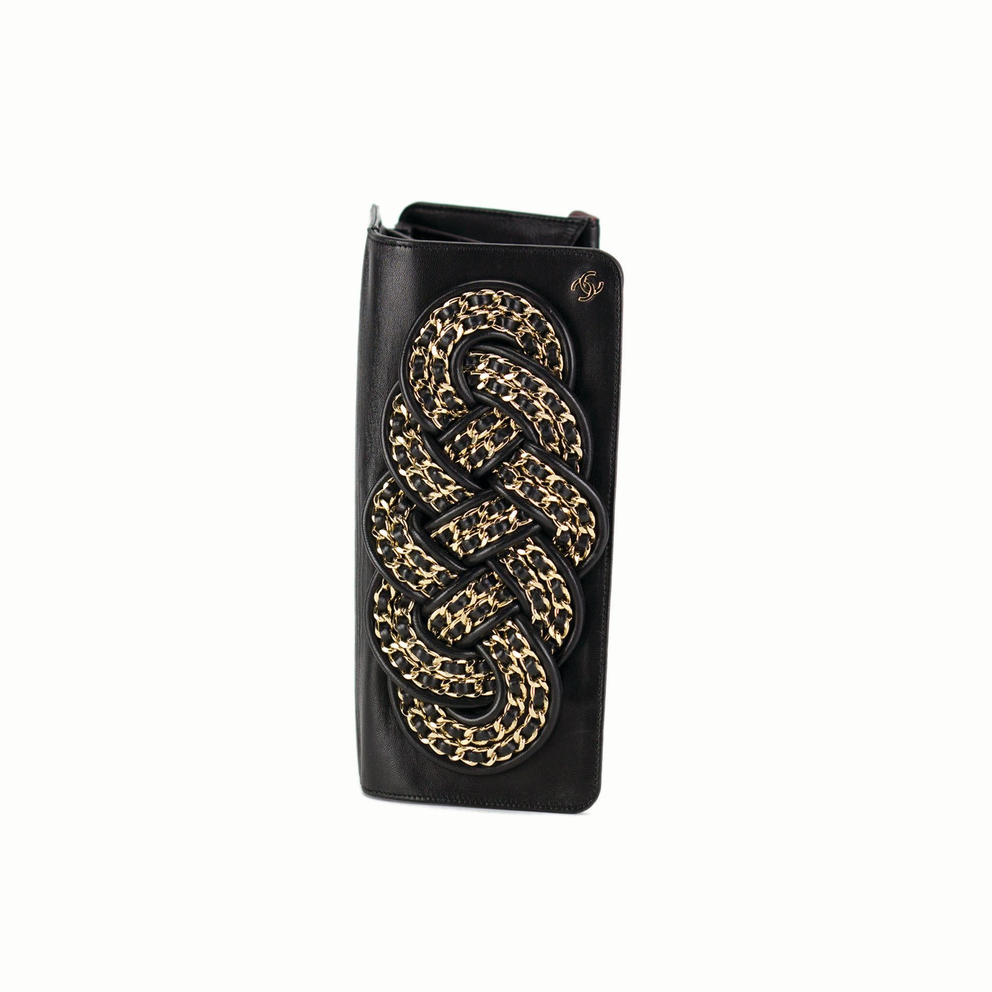Chanel Twisted Chain Knotted Limited Edition Rare Black Lambskin Clutch