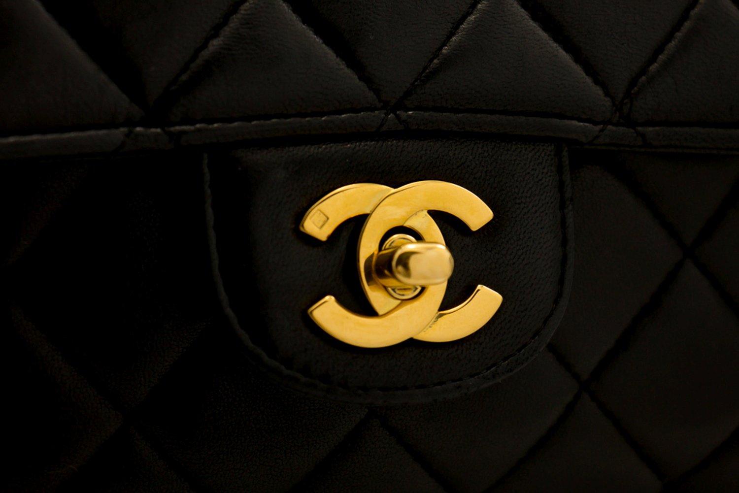 CHANEL Two Face Double Sided Chain Flap Shoulder Bag Black Quilted 5