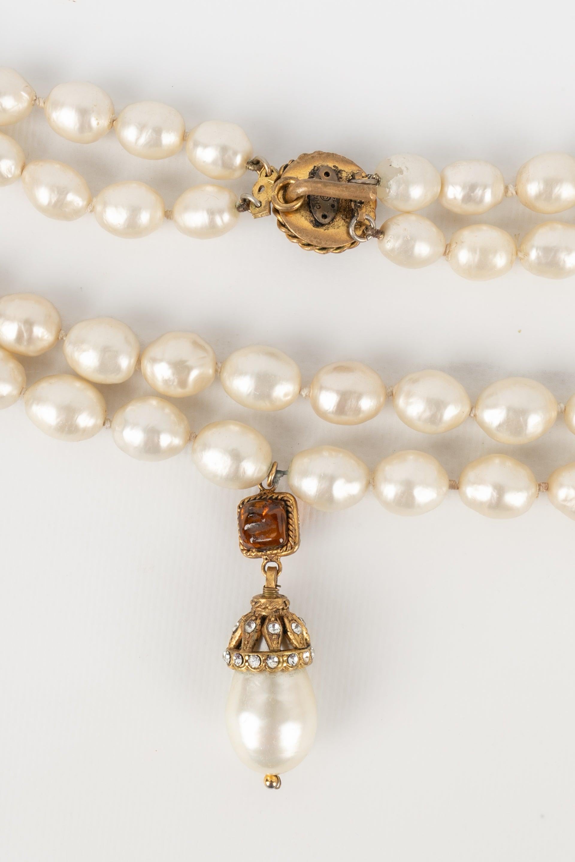 Chanel, collier de perles à deux nœuds, années 1980 en vente 1
