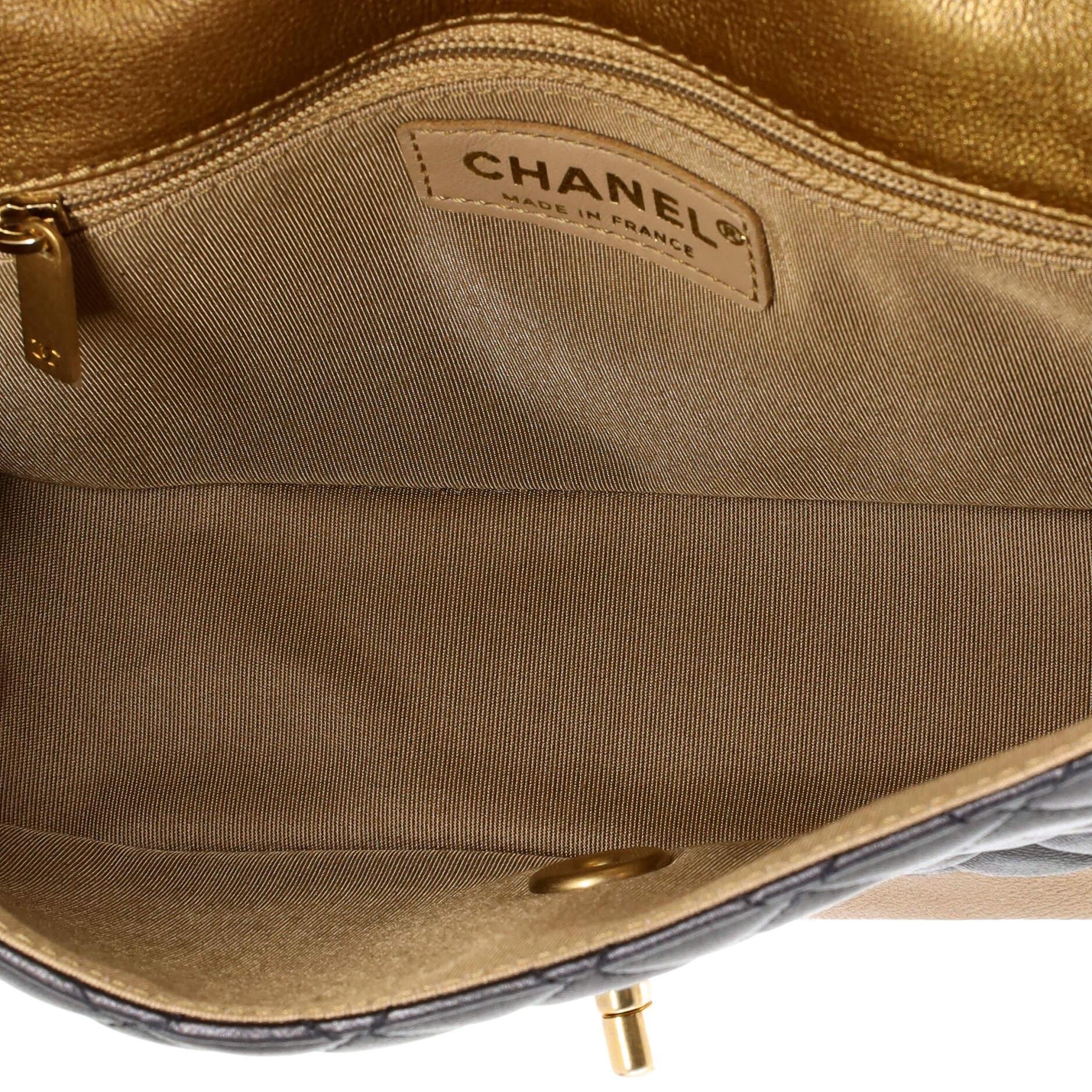 Chanel Two Tone CC Flap Bag Quilted Lambskin and Metallic Calfskin Medium 2