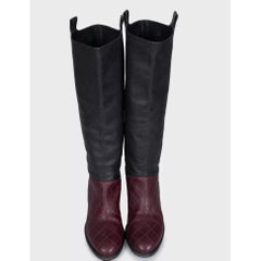 Chanel Two-Tone CC logo Leather Boots - Size 40.5