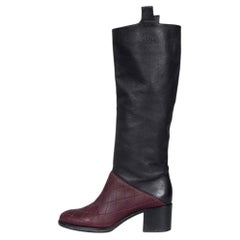 Chanel Two-Tone CC logo Leather Boots - Size 40.5