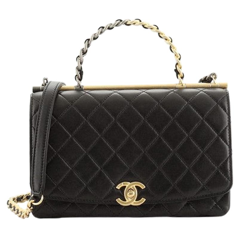 Chanel Two Tone Chain Handle Flap Bag Quilted Lambskin Small at 1stDibs ...