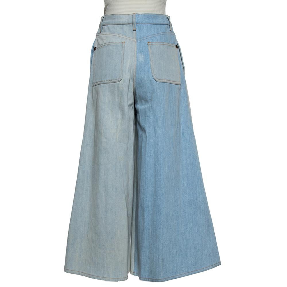 Chanel Two-Tone Denim Cropped Wide Leg Jeans M at 1stDibs | chanel wide ...