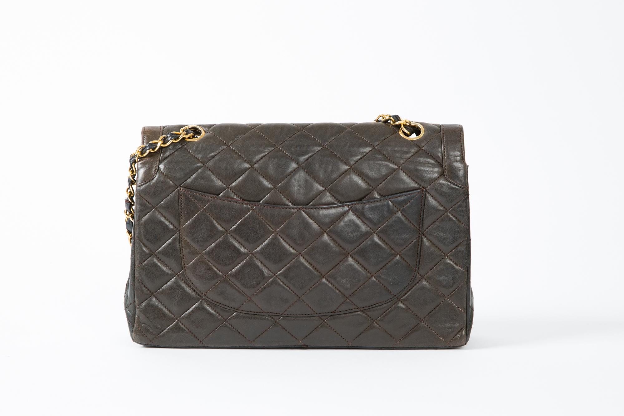 Chanel Zwei-Ton-Doppelklappe Diana Tasche gesteppt (Schwarz)