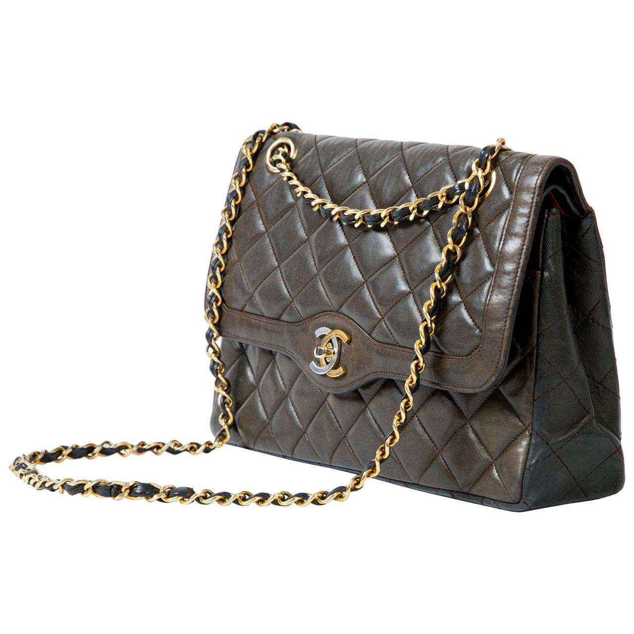 Chanel Two Tone Double Flap Diana Bag Quilted 