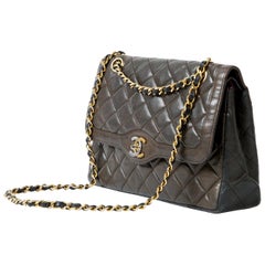 Retro Chanel Two Tone Double Flap Diana Bag Quilted 