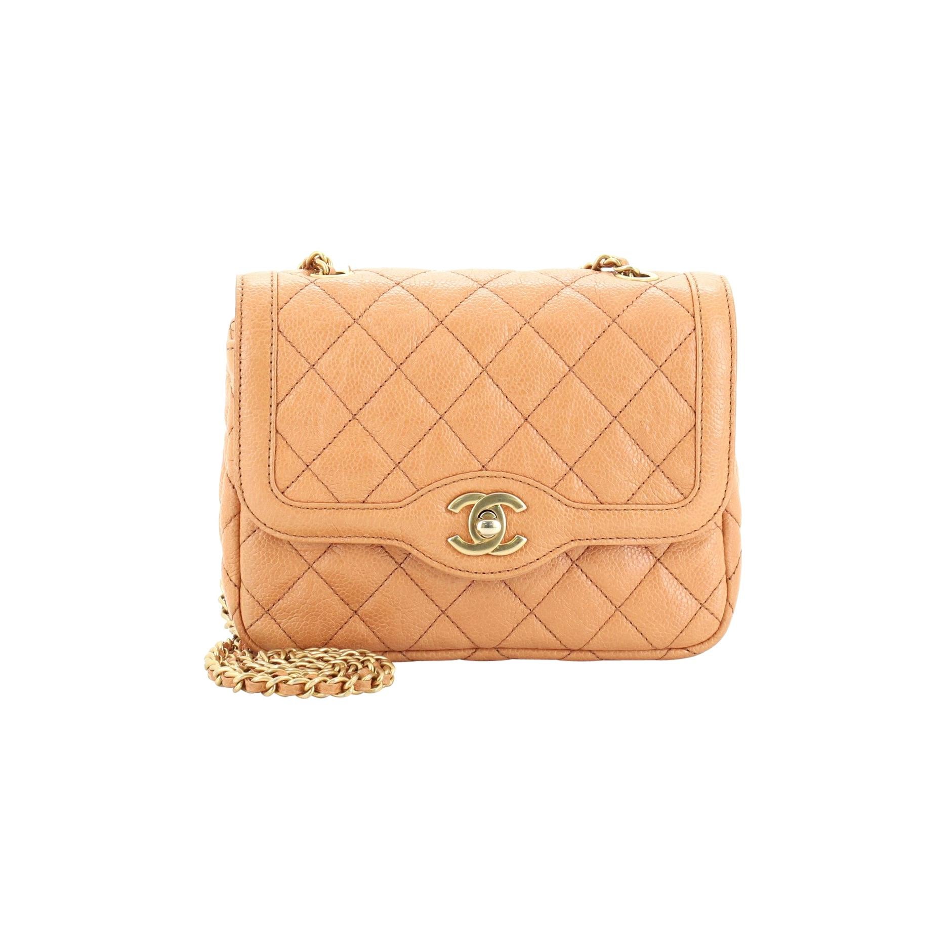 Chanel Two Tone Flap Bag Quilted Caviar Mini