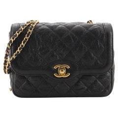 Chanel Two Tone Flap Bag Quilted Crumpled Cavier Mini