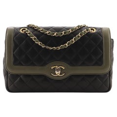 Chanel Two Tone Flap Bag Quilted Lambskin Medium