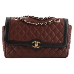 Chanel Two Tone Flap Bag Quilted Lambskin Medium