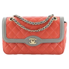 Chanel Two Tone Flap Bag Quilted Lambskin Small