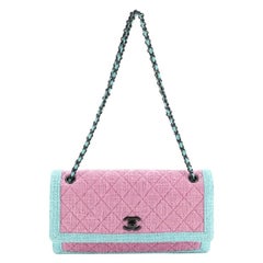 Chanel Two Tone Flap Bag Quilted Tweed Small at 1stDibs