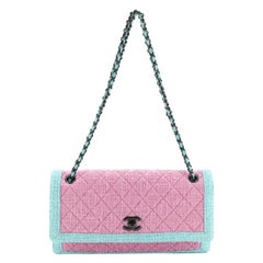 Chanel Two Tone Flap Bag Quilted Tweed Small