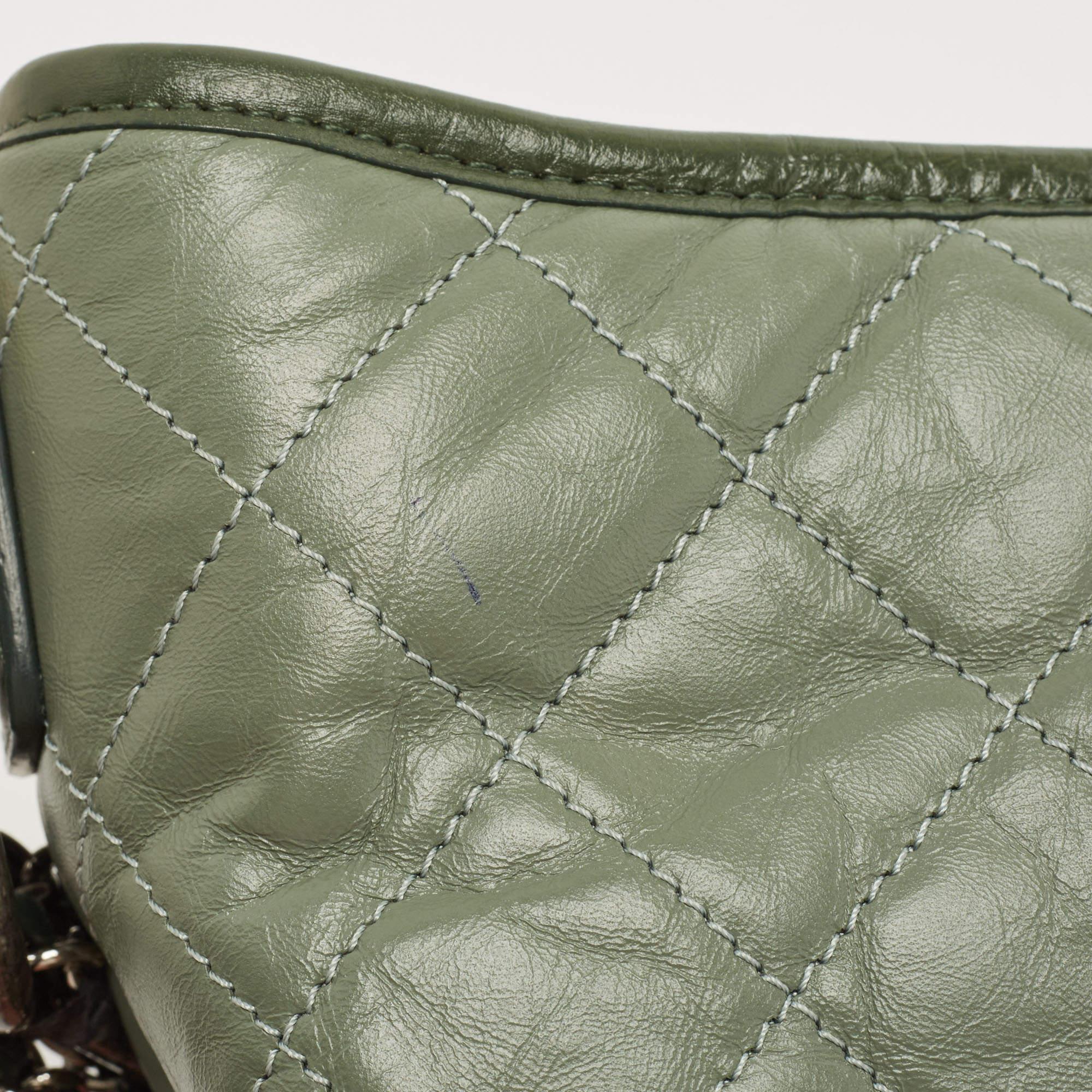 Chanel Two Tone Green Quilted Aged Leather Medium Gabrielle Hobo 3