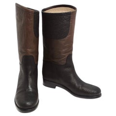 Chanel Two Tone Interlocking C Riding Boots