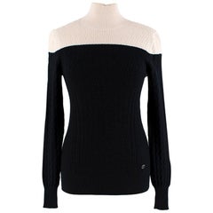 Chanel Two-Tone Knit Cashmere Blend Roll Neck Jumper - Size US 0-2