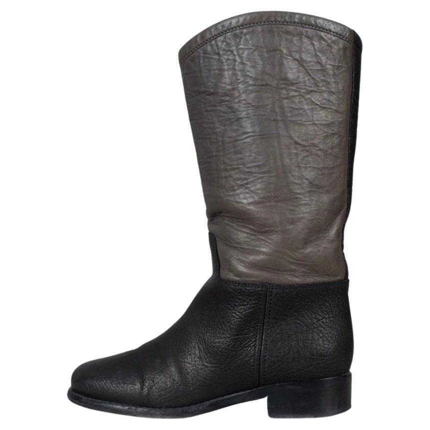 Chanel - Bottes en cuir bicolore - noir et beige - Taille 36,5