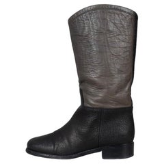 Chanel - Bottes en cuir bicolore - noir et beige - Taille 36,5