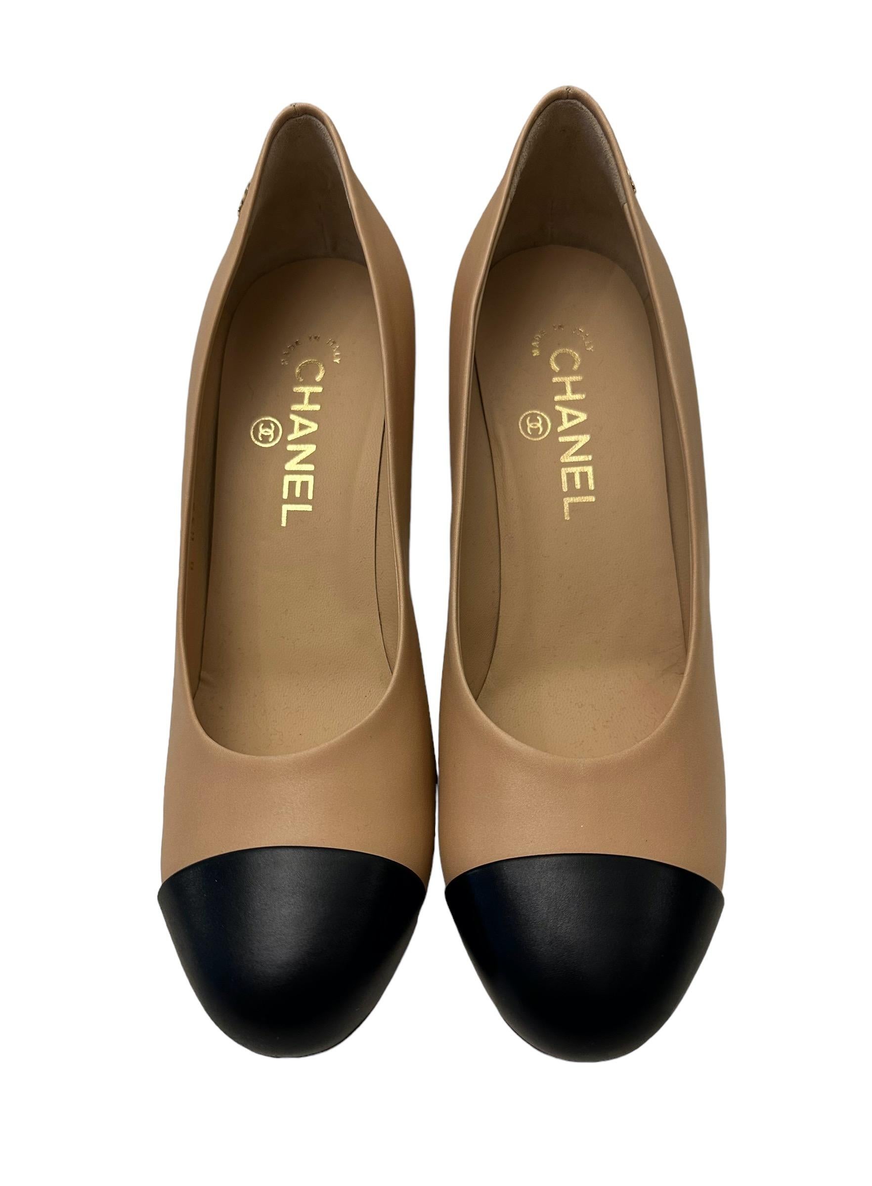 Chanel Two Tone Leather Heel Pumps 1