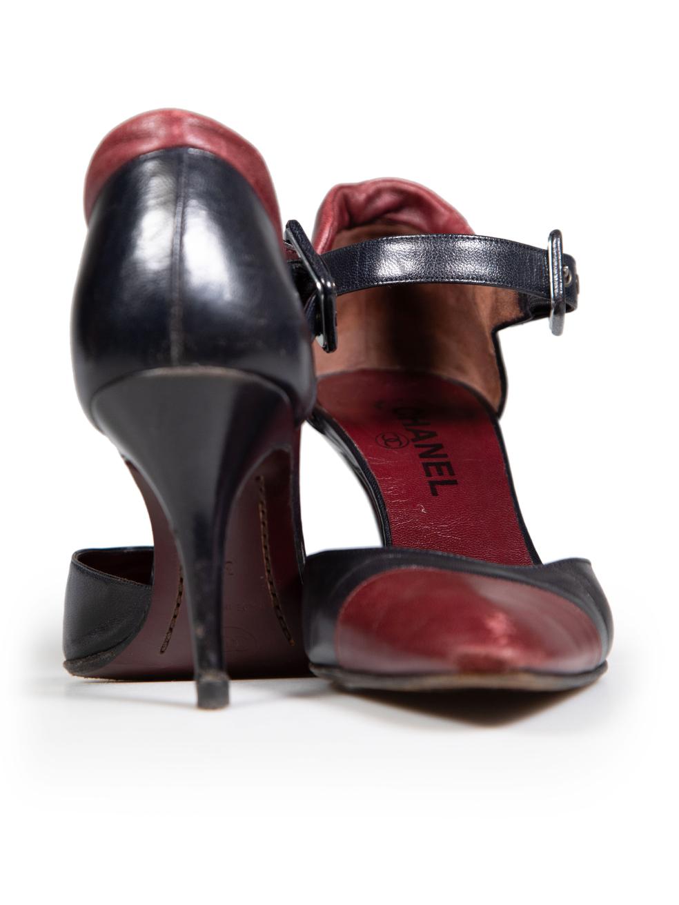 Black Chanel Two Tone Leather Mary Jane Pumps Size IT 38