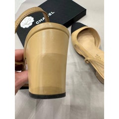 Chanel Two-Tone Leather Slingback Pumps EU 42 with CC-Logo Block Heels