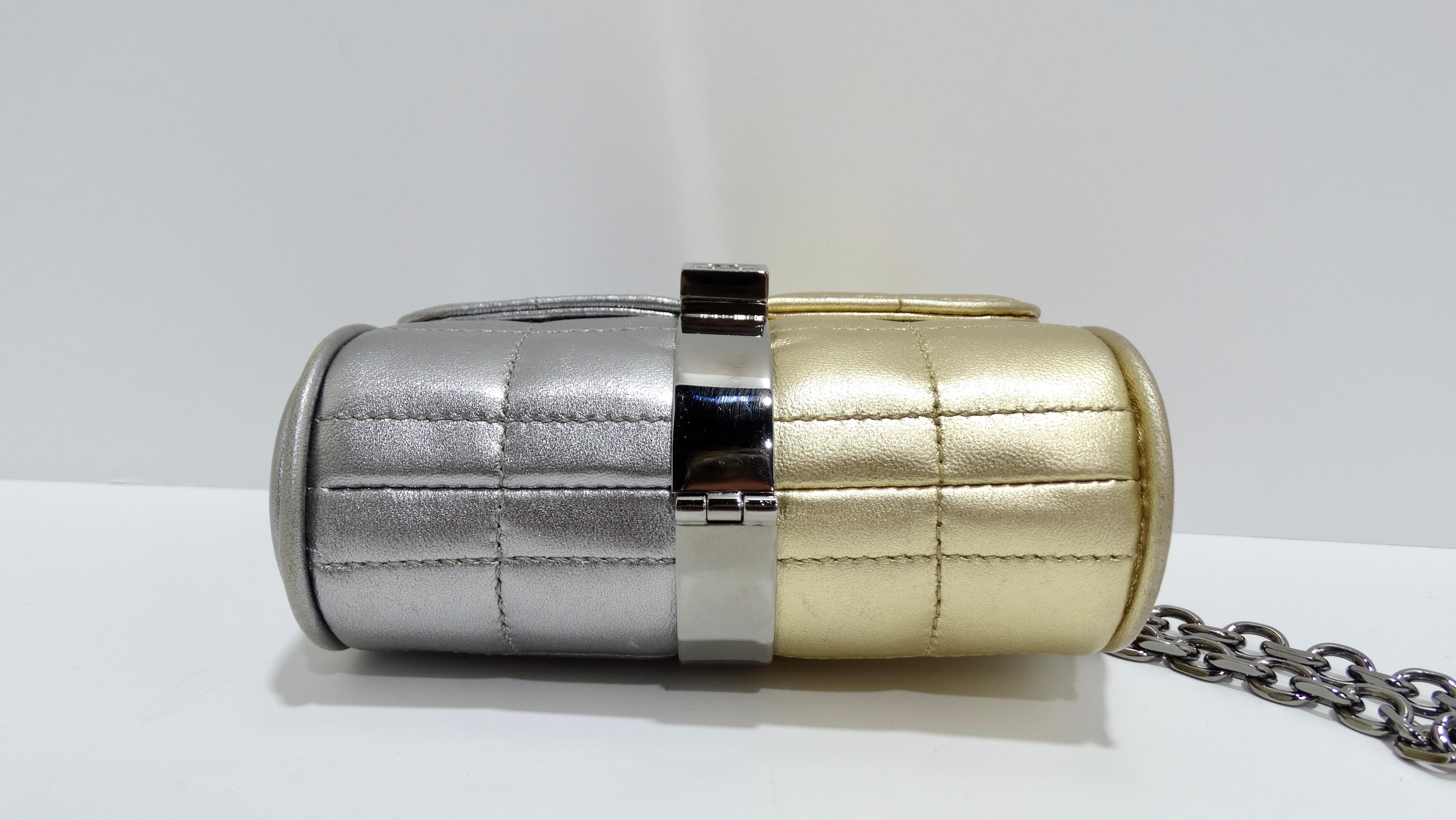 Chanel Two-tone Metallic Wrist Clutch In Good Condition In Scottsdale, AZ