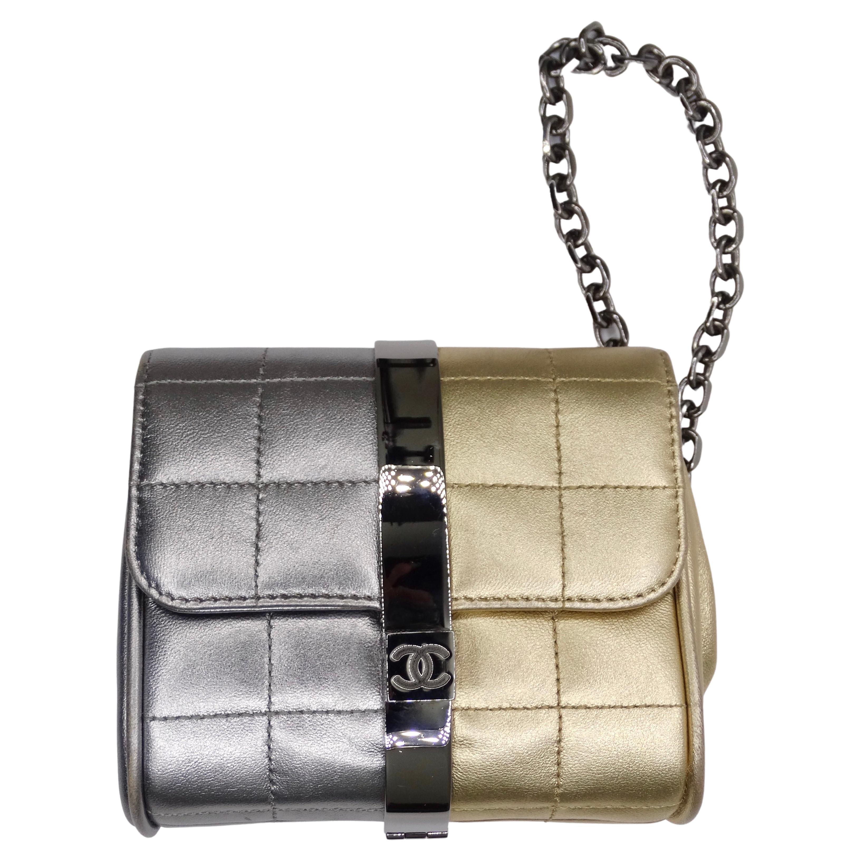 Chanel Two-tone Metallic Wrist Clutch at 1stDibs  chanel wrist bag, two  tone chanel bag, chanel metallic clutch