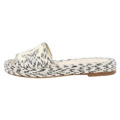 Chanel Two Tone Rope and Patent CC Slides Size 38