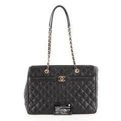 Chanel Two Tone Shopping Tote Quilted Caviar Large