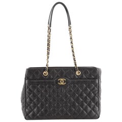 Chanel Two Tone Shopping Tote Quilted Caviar Large