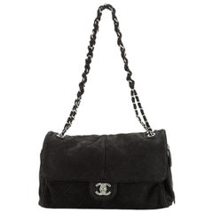 Chanel Ultimate Stitch Side Zip Flap Bag Quilted Nubuck Large