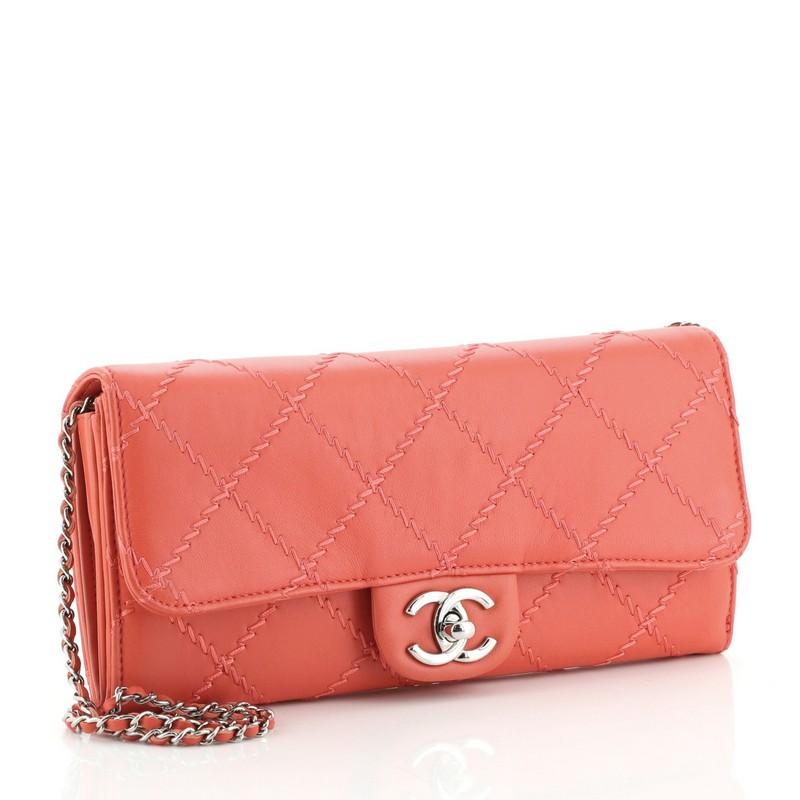 Orange Chanel Ultimate Stitch Wallet on Chain Quilted Lambskin East West
