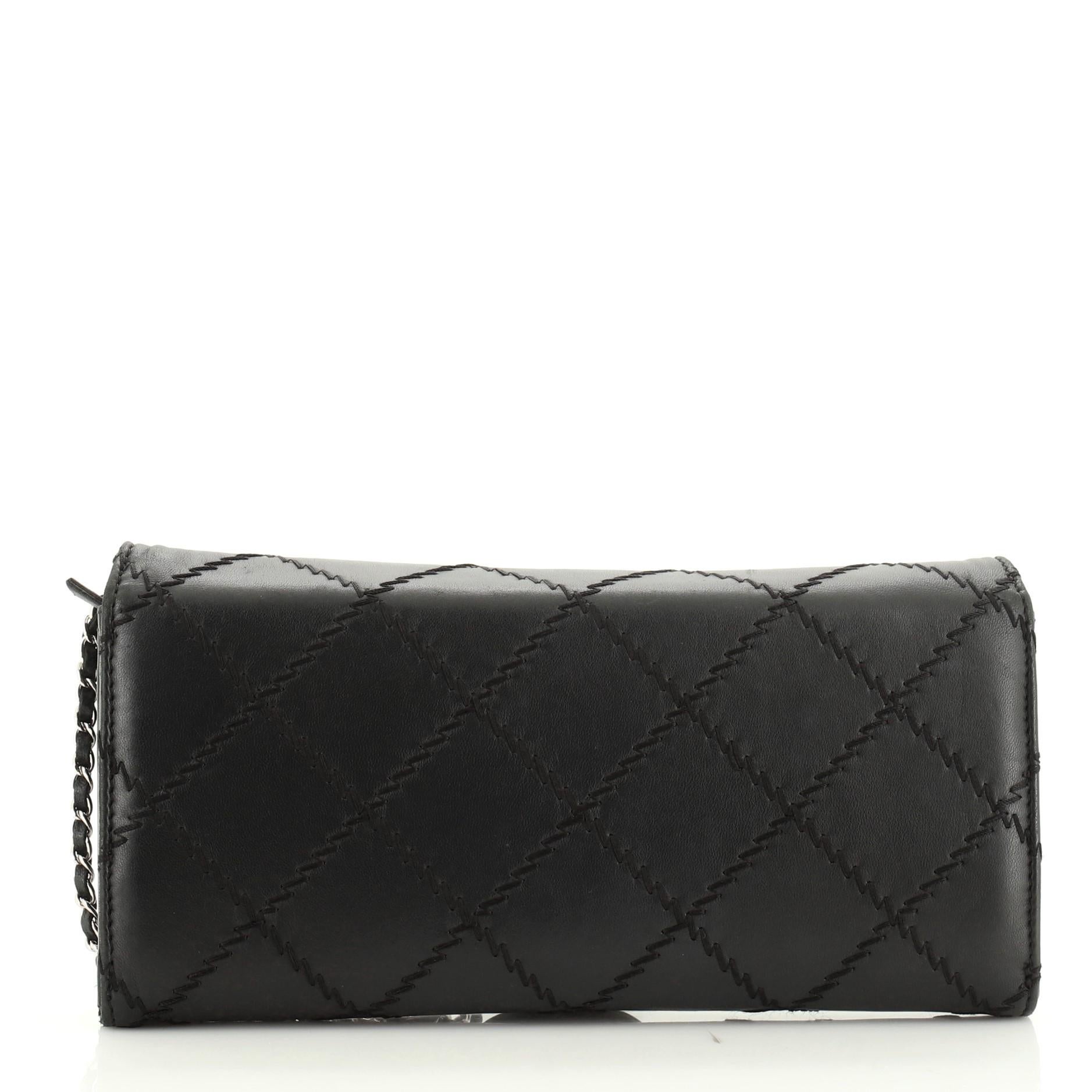 Black Chanel Ultimate Stitch Wallet On Chain Quilted Lambskin East West 